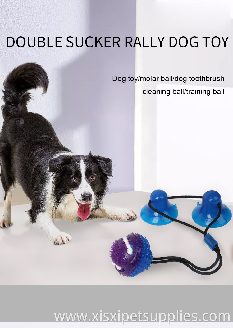 Factory Wholesale Rubber Pet Tug Toys Double Suction Cup Interactive Dog Pooshes Chew Toy With Bell